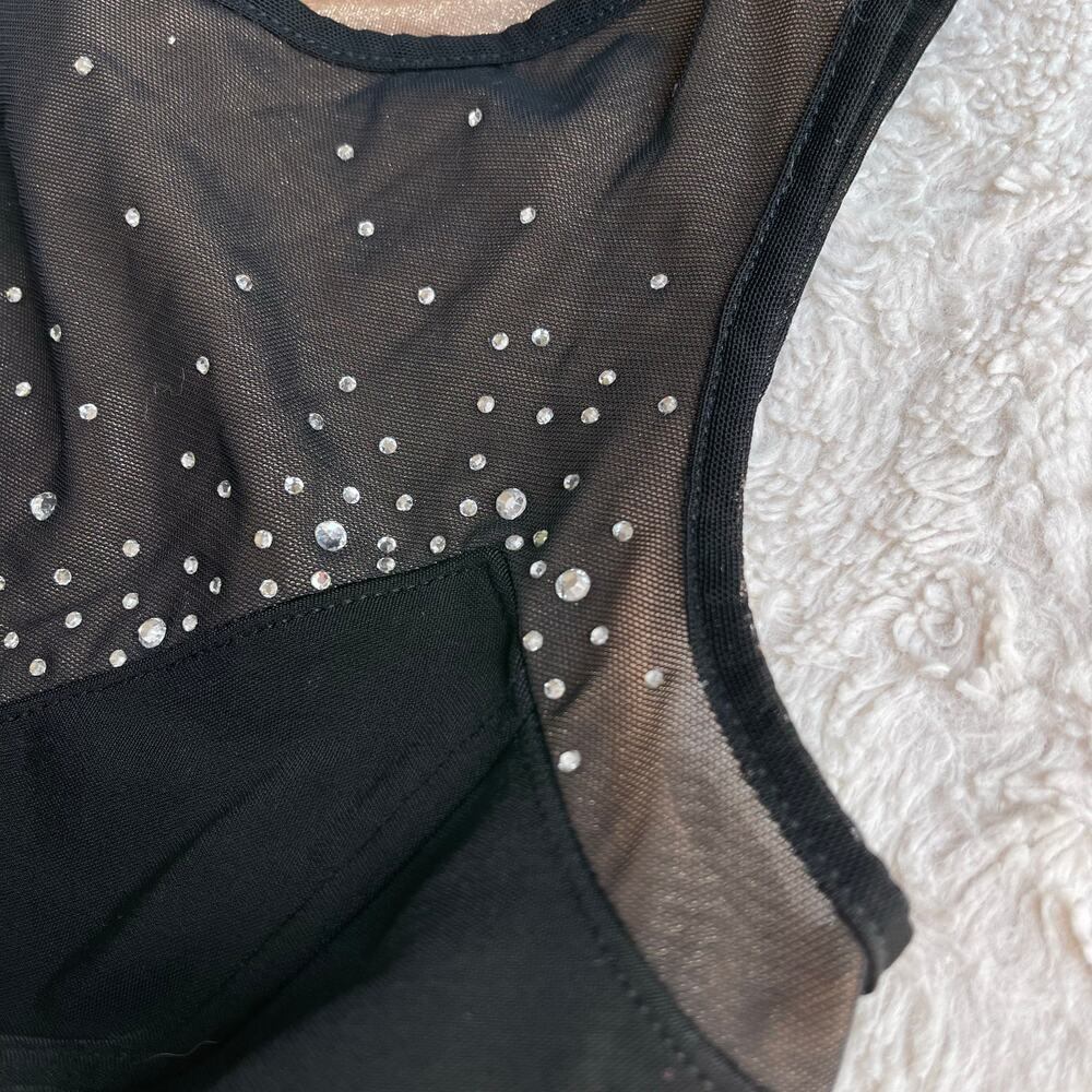 Cache vintage rhinestone bodysuit sleeveless illusion sweetheart Tadashi 90s S - Picture 8 of 17